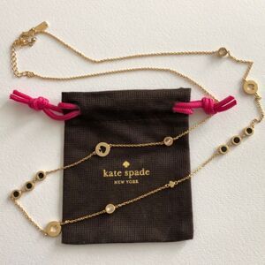 NWOT Kate Spade Spot The Spade Long RoseGold Bezel Crystal Station Necklace